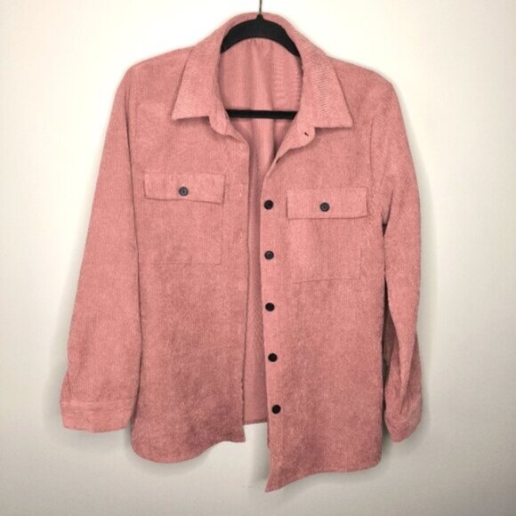 Boutique Corduroy Retro 90s Capsule Oversized Pink Barbie Shacket Shirt S/M - Picture 2 of 6